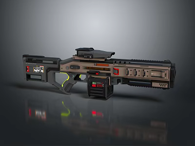 Futuristic Sci Fi Weapon Design With Tactical Scope Grip And LED Lights 3d model