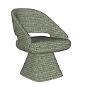 Modern Upholstered Leisure Chair With Green And White Houndstooth Pattern Armrest