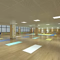 Kids Indoor Fitness Space With Colorful Mats Balls And Sports Themed Wall Decor