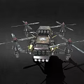 Sci Fi Military Style Multi Rotor Drone With Futuristic Design And Armor Plating 3d model