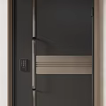 Modern Black Double Door Design With Metal Handles And Vertical Panel Details