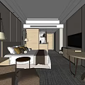 Modern Hotel Room Interior With Comfortable Bed Armchair Side Table And Stylish Lamps