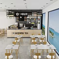 MORPHIN TEA Bubble Tea Shop Interior With Seating Counter Menu Drink Display And Window View 3d model