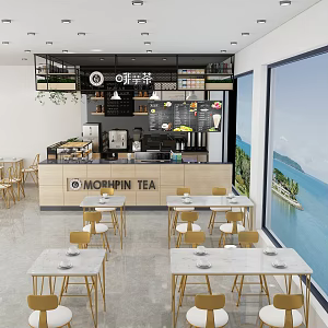 Light Luxury Milk Tea Shop 3d model