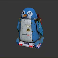 Blue Mechanical Robot Penguin With Abbey 07 Label Wheels And Shiny Reflective Base Design