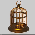 Golden Birdcage Design Chandelier With Ornate Structure And Small Light Bases