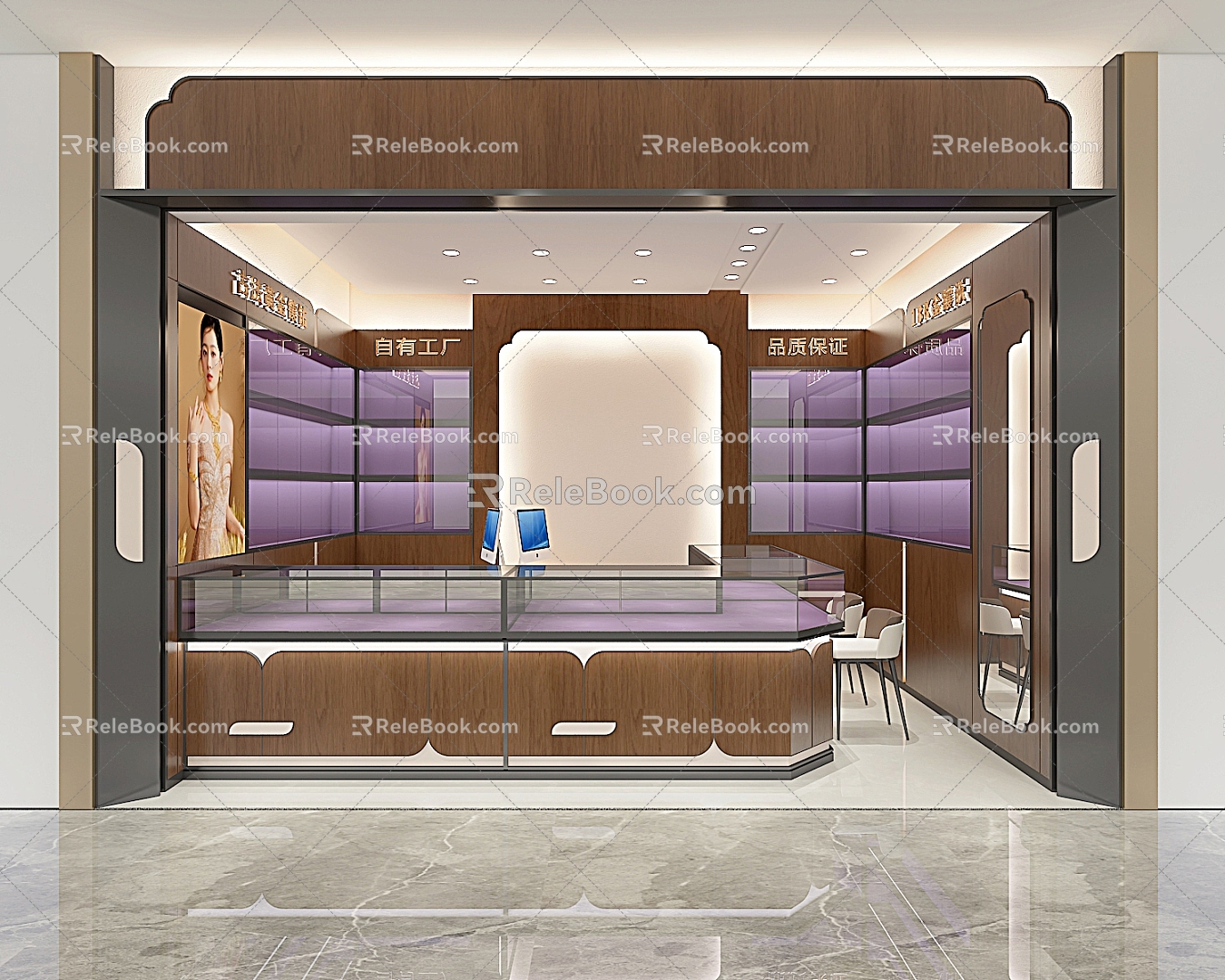 Jewelry Store Jewelry Counter Jewelry Display Cabinet Jade Shop Ancient Gold Shop 3d model