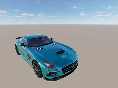 Blue Mercedes SLS AMG Sports Car With Aerodynamic Design And Glossy Finish 3d model