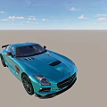 Blue Mercedes SLS AMG Sports Car With Aerodynamic Design And Glossy Finish