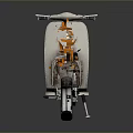 Classic Vintage Orange Scooter With Brown Seat Silver Body And Black Wheels