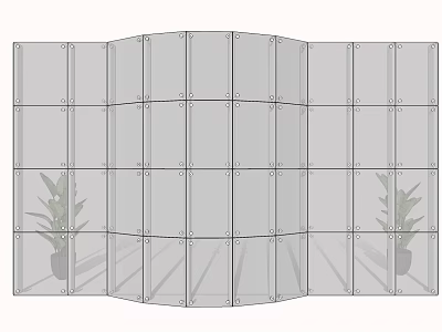 Transparent Glass Folding Room Divider With Indoor Plants For Interior Decoration 3d model