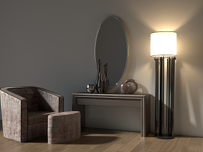 Single sofa vanity mirror floor lamp 3d model