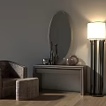 Single sofa vanity mirror floor lamp 3d model
