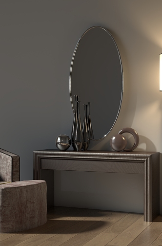 Single sofa vanity mirror floor lamp 3d model