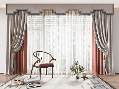 New Chinese Curtain Fabric Curtain Gauze Curtain model