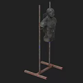 Sports Equipment Human Shaped Target with Bullet Holes and Target Circles on Metal Poles