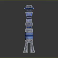 Blue Geometric Multi Layered Tower With Hollow Out Design And Decorative Details
