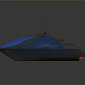 Sleek Modern Yacht With Blue Transparent Hull And Top Antenna Structure