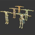 Colorful Robot Action Figures Standing with Extended Arms in Various Colors