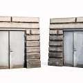 Stone Entrance Gates with Double Door Design and Striped Stone Facade in Classic Architectural Style