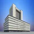 Modern Office Building Exterior With Tall Structure Numerous Windows And Horizontal Lines