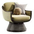 Elegant Velvet Accent Chair With Curved Armrests Plaid Pillow And Textured Round Base