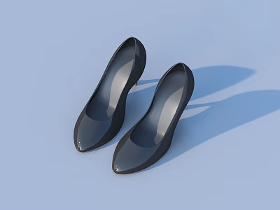 Black High Heel Shoes With Transparent Shiny Design On Light Blue Background 3d model