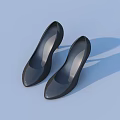 Black High Heel Shoes With Transparent Shiny Design On Light Blue Background