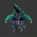 Colorful Fantasy Animal with Blue Body Vibrant Wings Yellow Decorations and Pink Claws