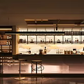 Modern Bar Interior With Illuminated Wine Racks Counter And Stools