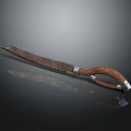 Handcrafted Bladed Weapon With Braided Leather Handle And Metallic Blade