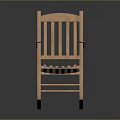 Comfortable Wooden Rocking Chair With Slat Back Armrests And Natural Wood Finish
