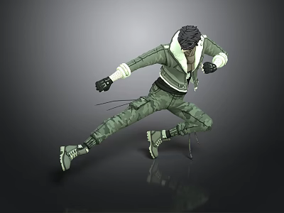 Green Stylish Outfit 3D Model With Dynamic Pose For Daily Wear 3d model