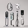 Public Electric Vehicle Charging Stations With Various Modern Designs And Interfaces 3d model