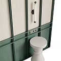 Wooden Vertical Striped Background Wall With Metal Accent Strips And White Bases