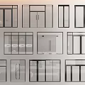 Various Modern Glass Door Designs With Black Frames And Transparent Panels 3d model
