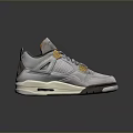Modern Fashionable Gray Sneakers With Yellow Accents And Cushioned Sole
