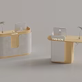 Fashion Reception Desk Design With Wooden Concrete And Decorative Plants
