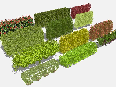 Colorful Shrubs Collection For Landscaping With Green Red And Yellow Varieties 3d model