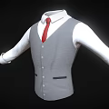 Gray Vest with White Shirt and Red Tie Formal Attire Clothing Design