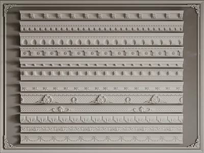 Decorative Gypsum Molding With Various Patterns For Interior Wall And Ceiling Decoration 3d model