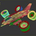 3D Rendered Cosmic Spaceship With Four Large Engines And Textured Body