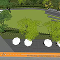 Garden Landscape With White Canopy Structure Green Lawn And Lush Trees Outdoor Tables And Chairs