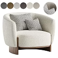 Beige Textured Accent Chair With Herringbone Pattern Throw Pillows And Wooden Legs
