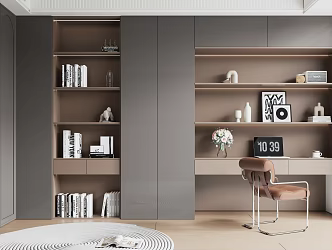 Italian Bookcase Desk Integrated Cabinet 3d model
