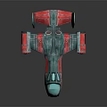 Sci-Fi Spaceship Model With Red And Blue Design Transparent Cockpit And Engines 3d model