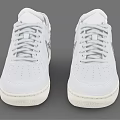White Air Force 1 Shoes With White Leather Upper And Silver Swoosh Logo
