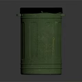 Green Cylindrical Trash Can With Black Lid For Home Waste Storage
