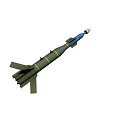 Military Missile Weapon Featuring Blue Nose Cone Green Body And Tail Fins