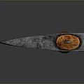 Traditional Axe With Metal Blade And Wooden Handle Featuring Intricate Carvings